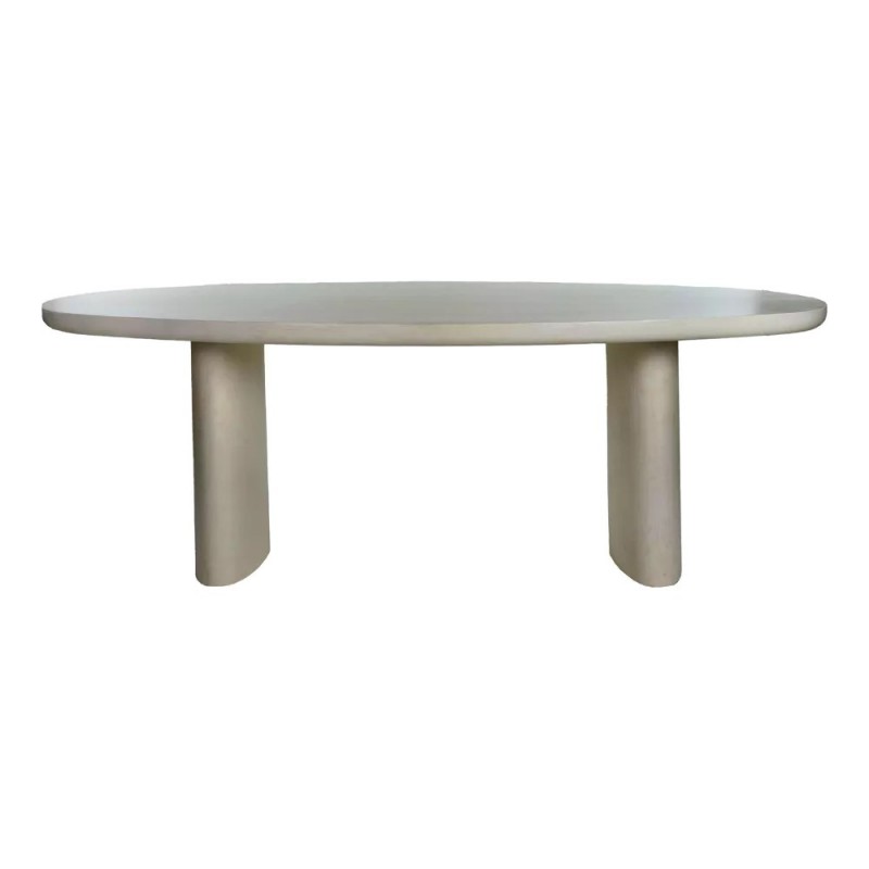 DINING TABLE LIME PLASTER GREY OVAL 220